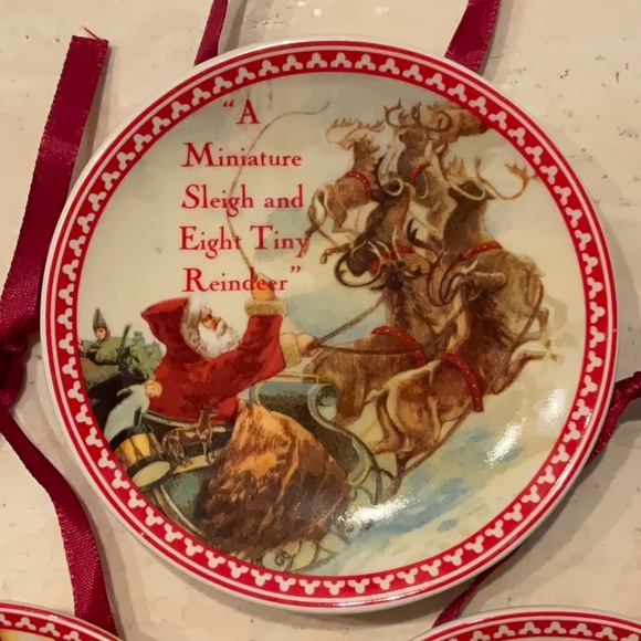 Vintage Christmas Plates Ornaments Paula Scaletta Santa Lot Of 7 Xmas Ornament - Picture 4 of 14